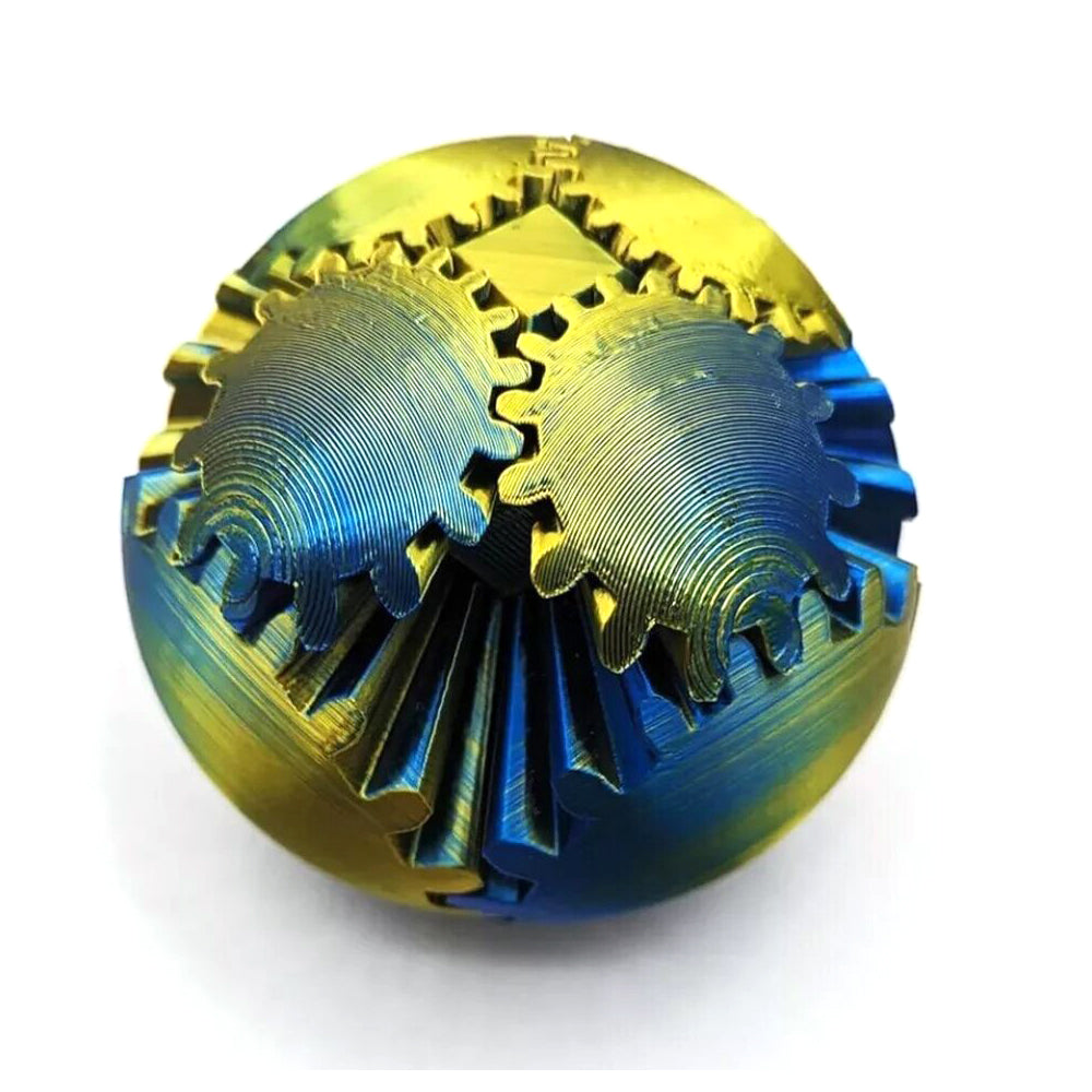 3D Printed Gear Ball Spinner Sphere Cube Stress Relief Fidget Toy Gradient Blue