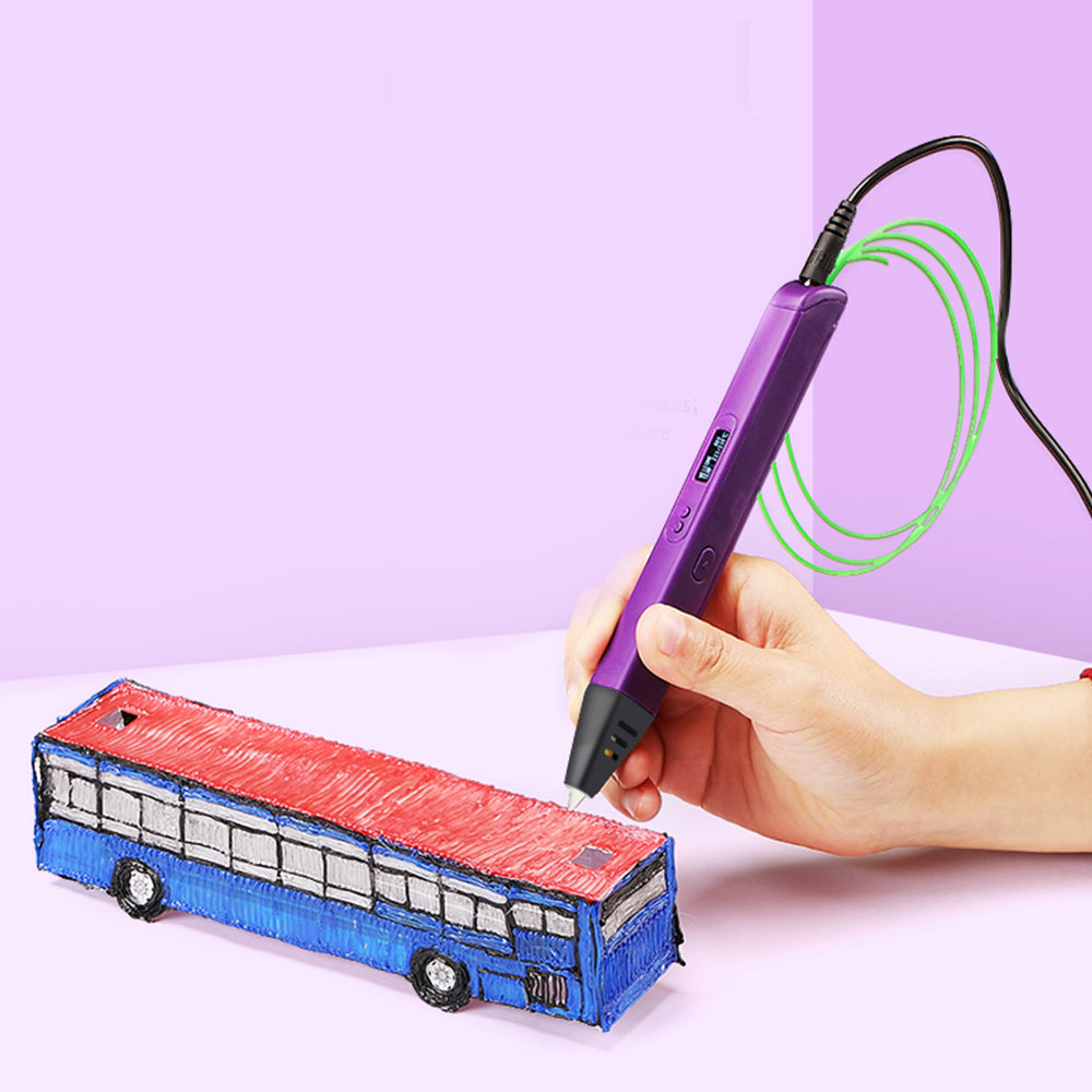 Printing 3D Pen with OLED Display Drawing Pen Printer with PLA Filament Purple