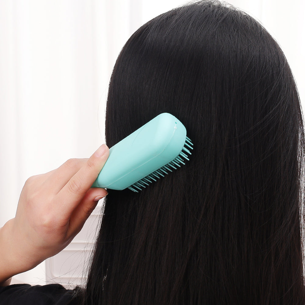 Self-Cleaning Anti-Static Massage Comb Scalable Rotate Lifting Hair Brush Blue
