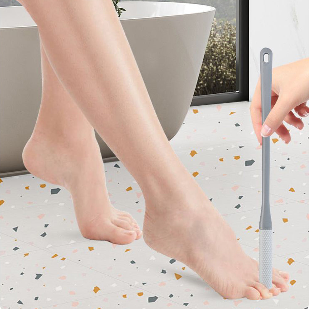 2Pcs Toe Gap Cleaning Brush Foot Scrubber in Shower Long Handle Foot Brush Grey