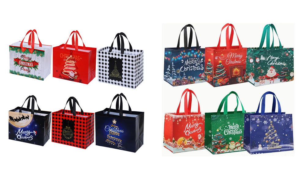 6Pcs Christmas Tote Bags With Handle Multifunctional Christmas Gift Bags