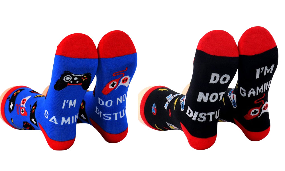 2 Pairs of I'M GAMING Funny Socks Unisex Novelty Gamer Stockings for Game Lovers