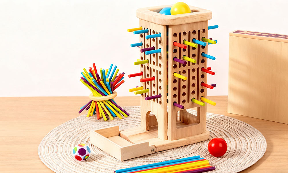 3-in-1 Wooden Stick Pull Game Montessori Family Educational Toy for Kids & Adults
