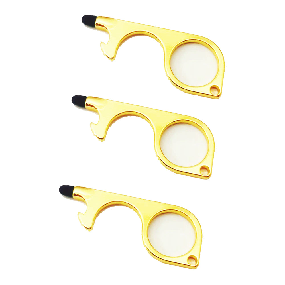 Touch-Free Door Opener Multi Purpose Keychain Bottle Opener Touch Screen - Gold