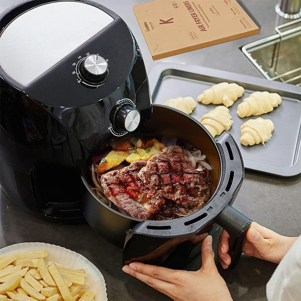 100Pcs Disposable Air Fryer Non-Stick Liners Air Fryer Baking Paper - Brown