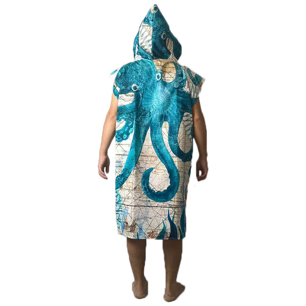 Quick Dry Surf Poncho Changing Towel Hoodie Beach Towel for Adults Octopus Style