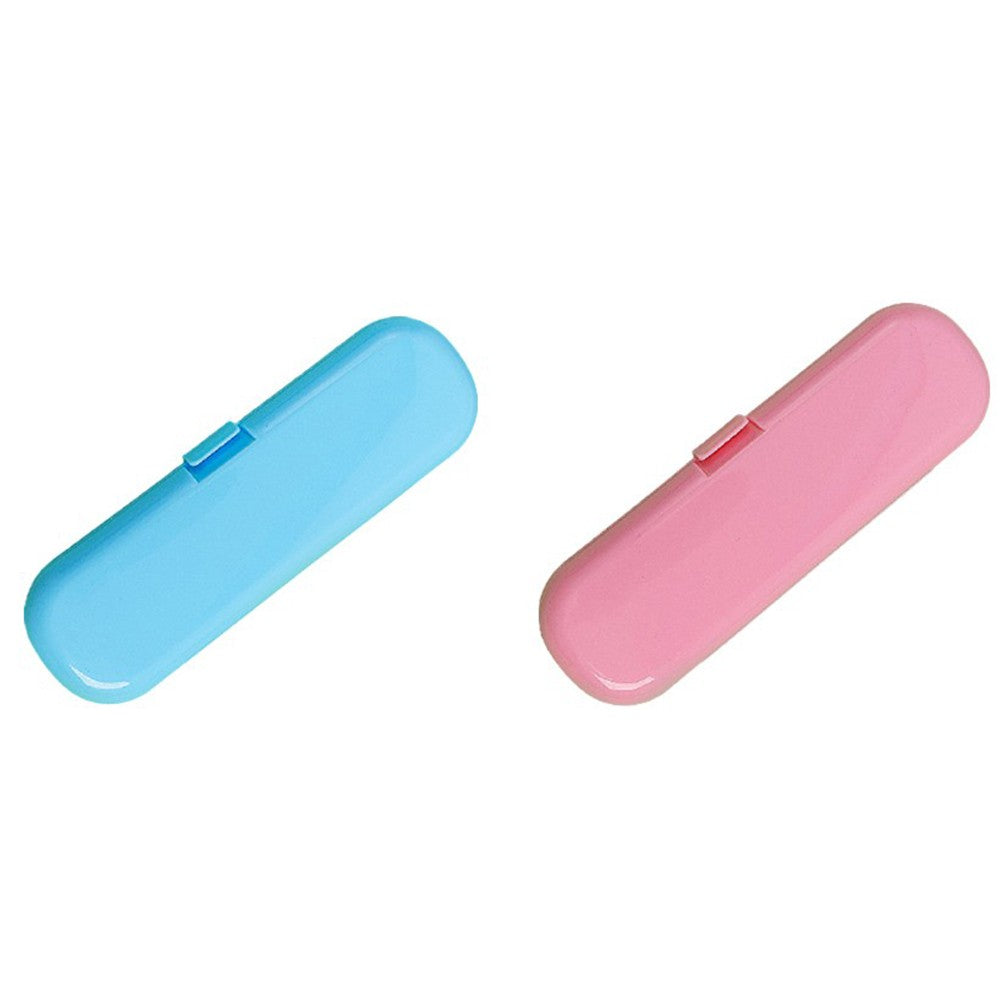 2Pcs Travel Portable Electric Toothbrush Case - Pink+Blue