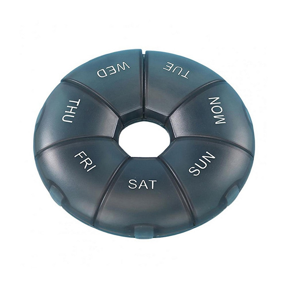 2Pcs Weekly Pill Organizer Portable Travel 7 Day Pill Box - Colorful+Black