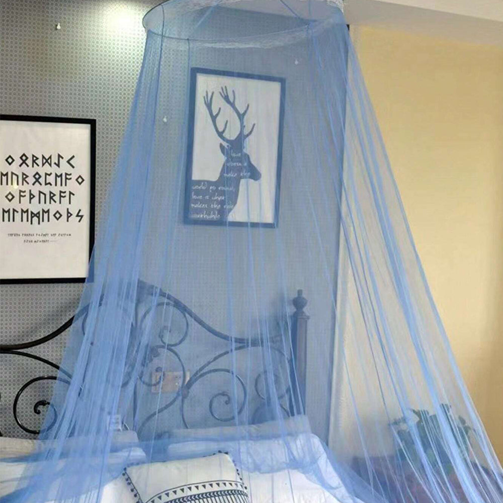 Blue Bed Canopy Dome Mosquito Net Hanging Tent Hanging Bed Curtain for Single Size Bed