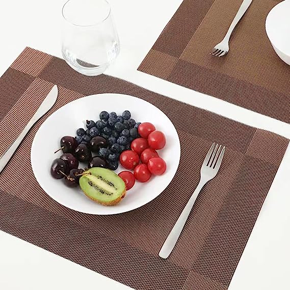 6Pcs Placemats and 6Pcs Coasters Set Non-Slip Washable Dining Table Mats Coffee