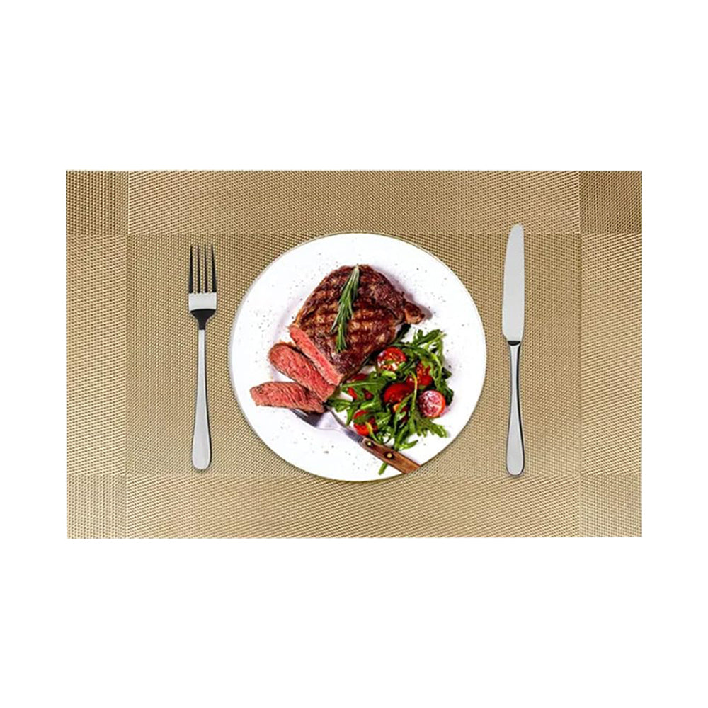 6Pcs Placemats and 6Pcs Coasters Set Non-Slip Washable Dining Table Mats Gold