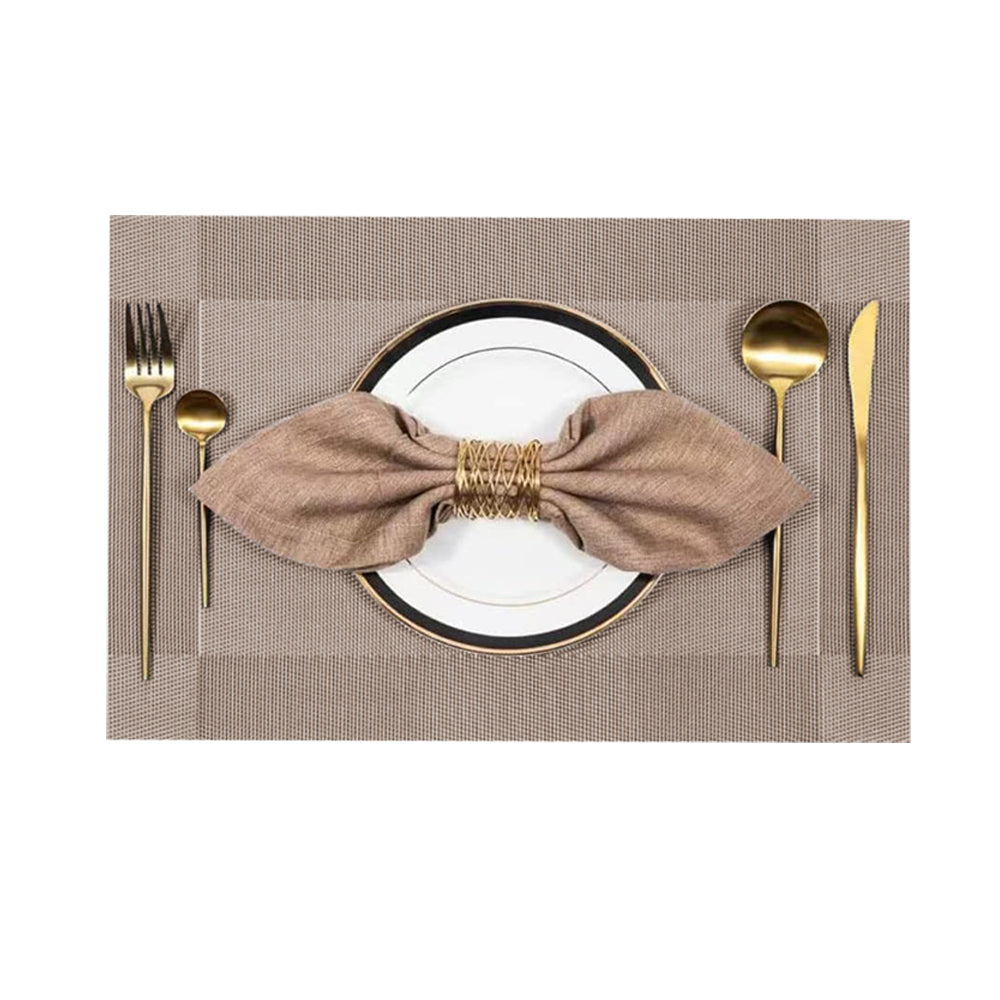 6Pcs Placemats and 6Pcs Coasters Set Non-Slip Washable Dining Table Mats Khaki