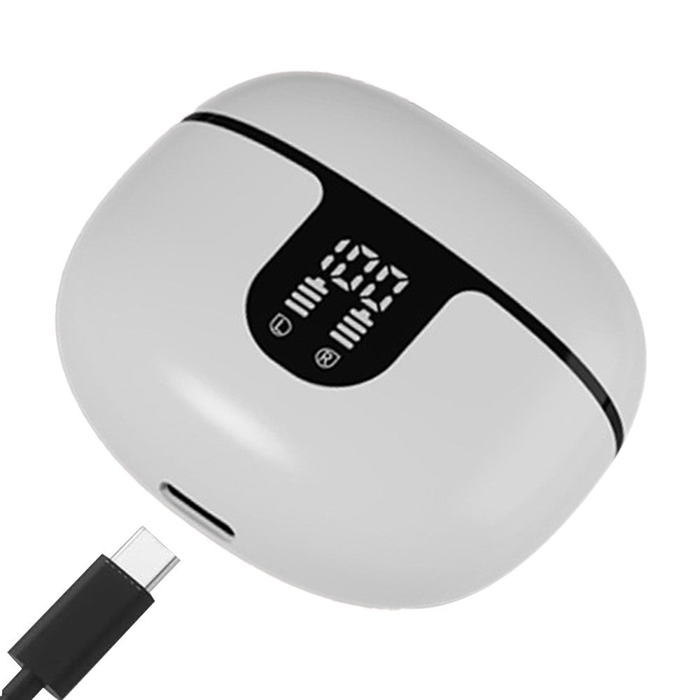 Wireless Bluetooth 5.3 Headphones In-Ear Earphones with LED Display - White
