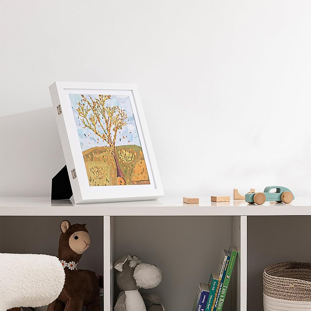 Kids Art Frame Front Opening Kids Artwork Drawings Storage Display Frame - White