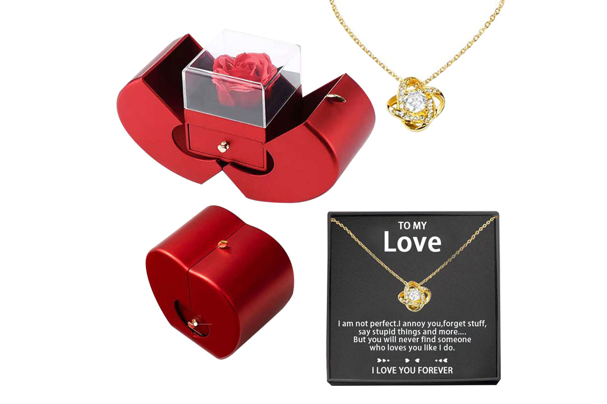 Eternal Preserved Rose Necklace with Box Set for Mom Girlfriend Wife