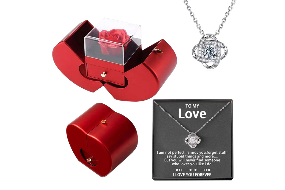 Eternal Preserved Rose Necklace with Box Set for Mom Girlfriend Wife
