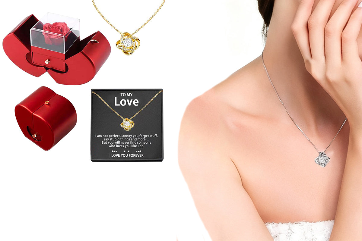 Eternal Preserved Rose Necklace with Box Set for Mom Girlfriend Wife