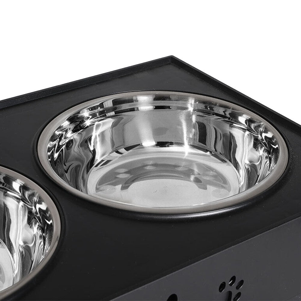 Elevated Dog Bowl Adjustable Height Raised Stand Pet Feeder with Double Bowl