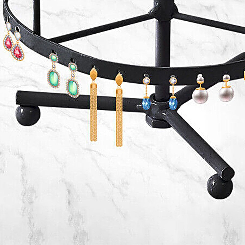 4-Tier Rotating Earring Holder 144 Holes Earring Display Hanging Rack - Black
