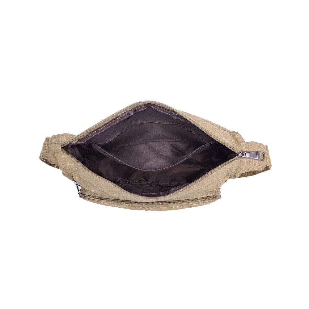 Mens Canvas Shoulder Messenger Bag Crossbody Bag Satchel Bag - Khaki