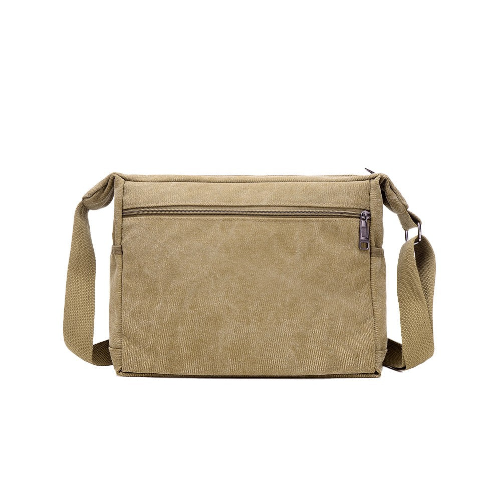 Mens Canvas Shoulder Messenger Bag Crossbody Bag Satchel Bag - Khaki