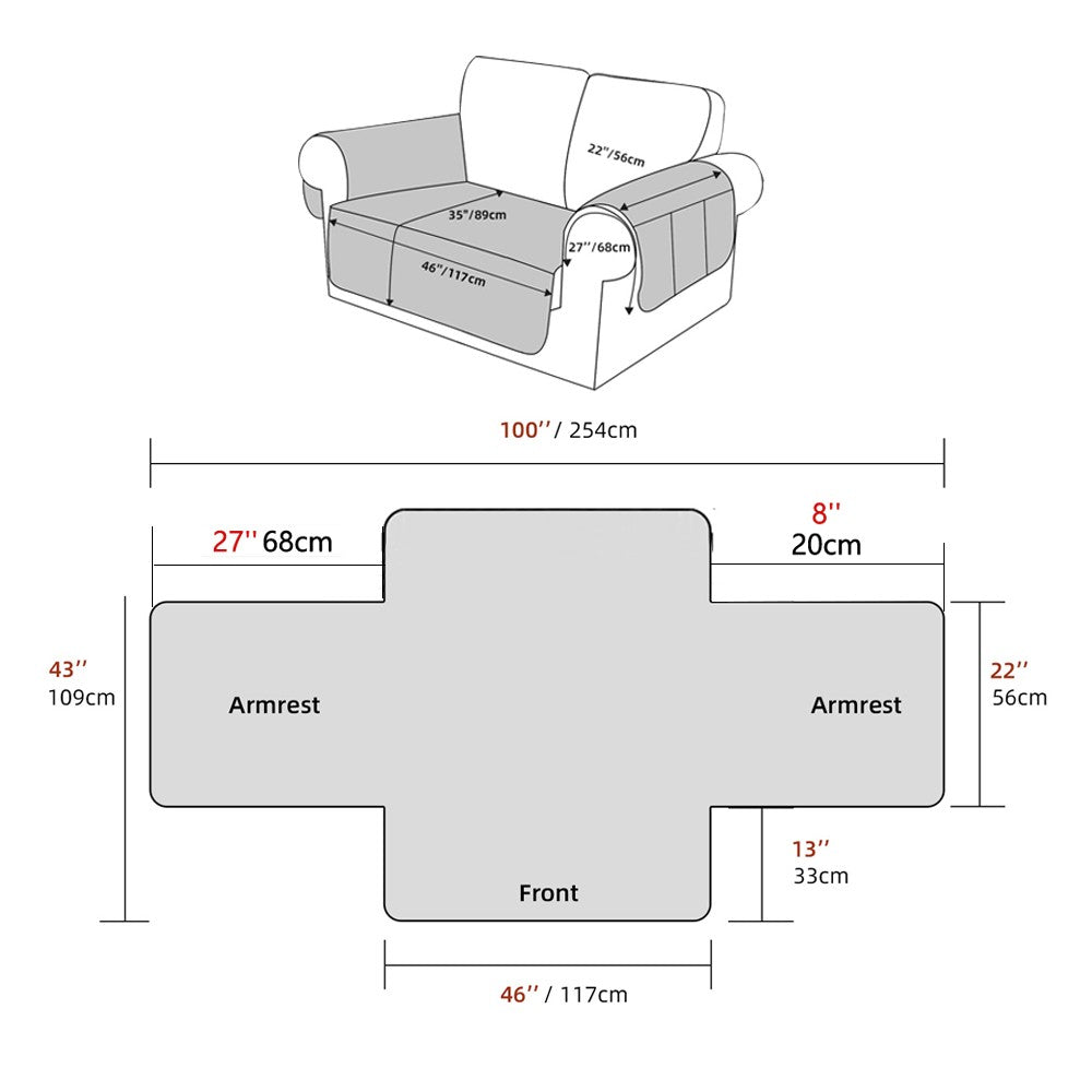 For 2-Seater Sofa Water Resistant Sofa Seat Cover Couch Slipcover - Brown