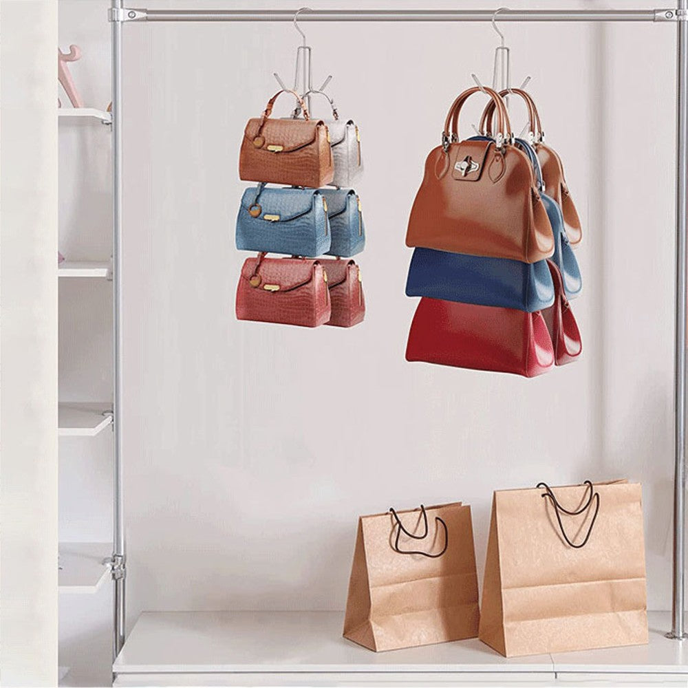 2Pcs Purse Hanger Bag Organizer for Closet Metal Handbag Storage Rack - Silver