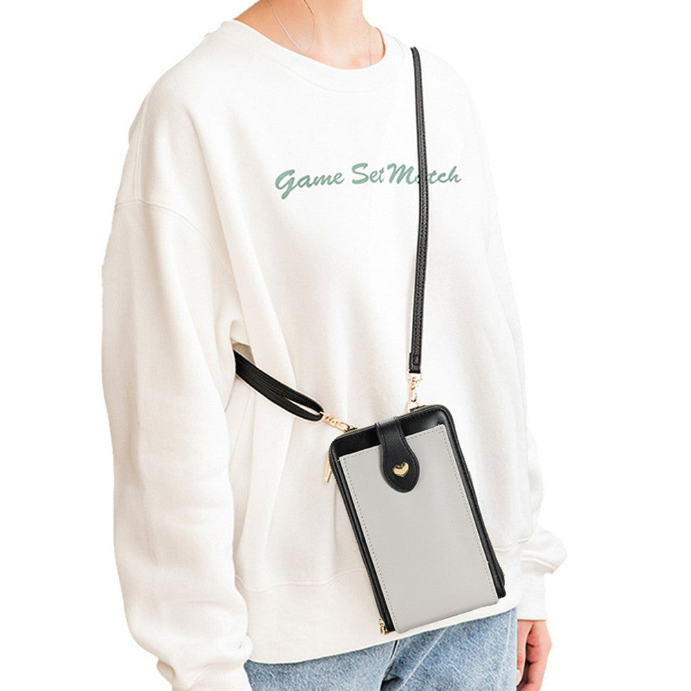 Womens Crossbody Phone Bag PU Leather Shoulder Bag Purse Wallet - Black