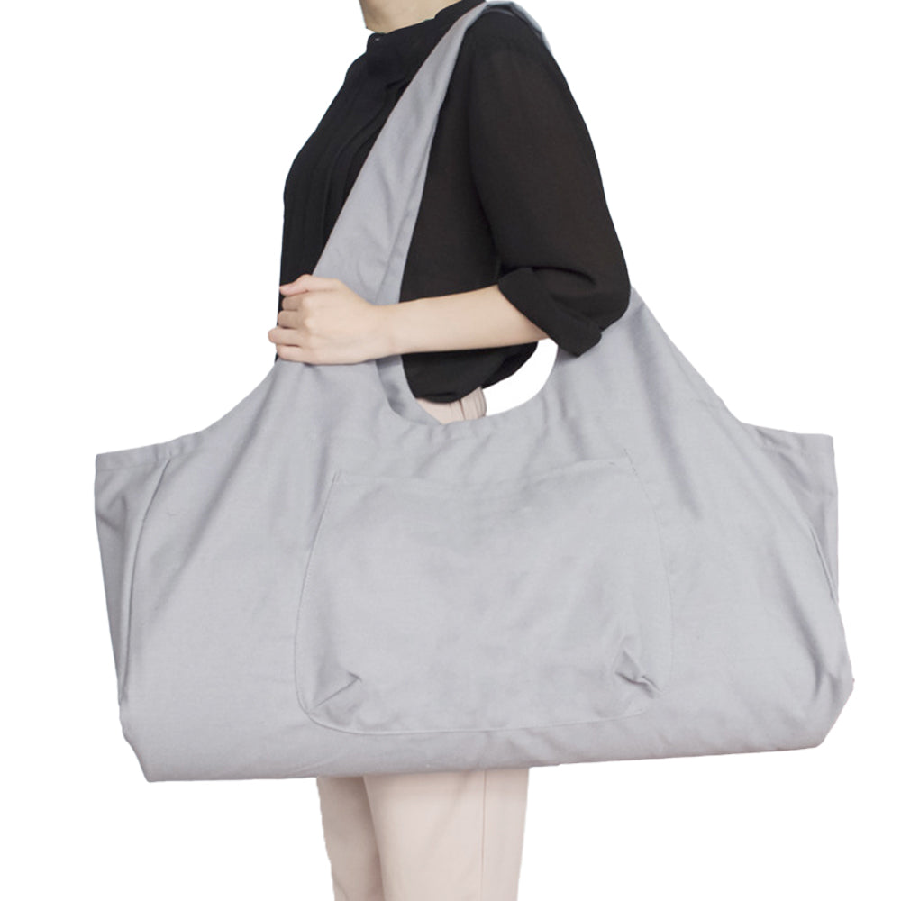 Large Yoga Bag or Yoga Mat Carrier with Side Pocket - Grey