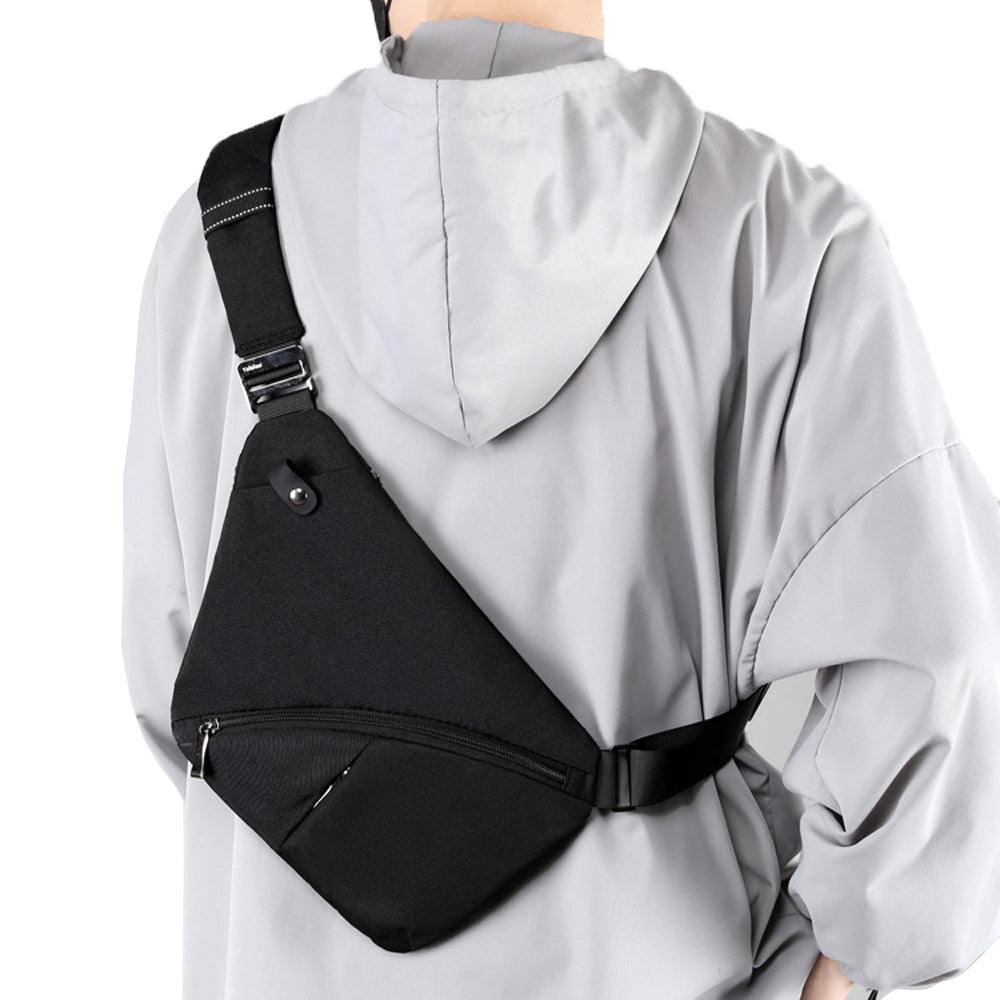 Anti-theft Sling Chest Pack Crossbody Left Shoulder Bag - Black