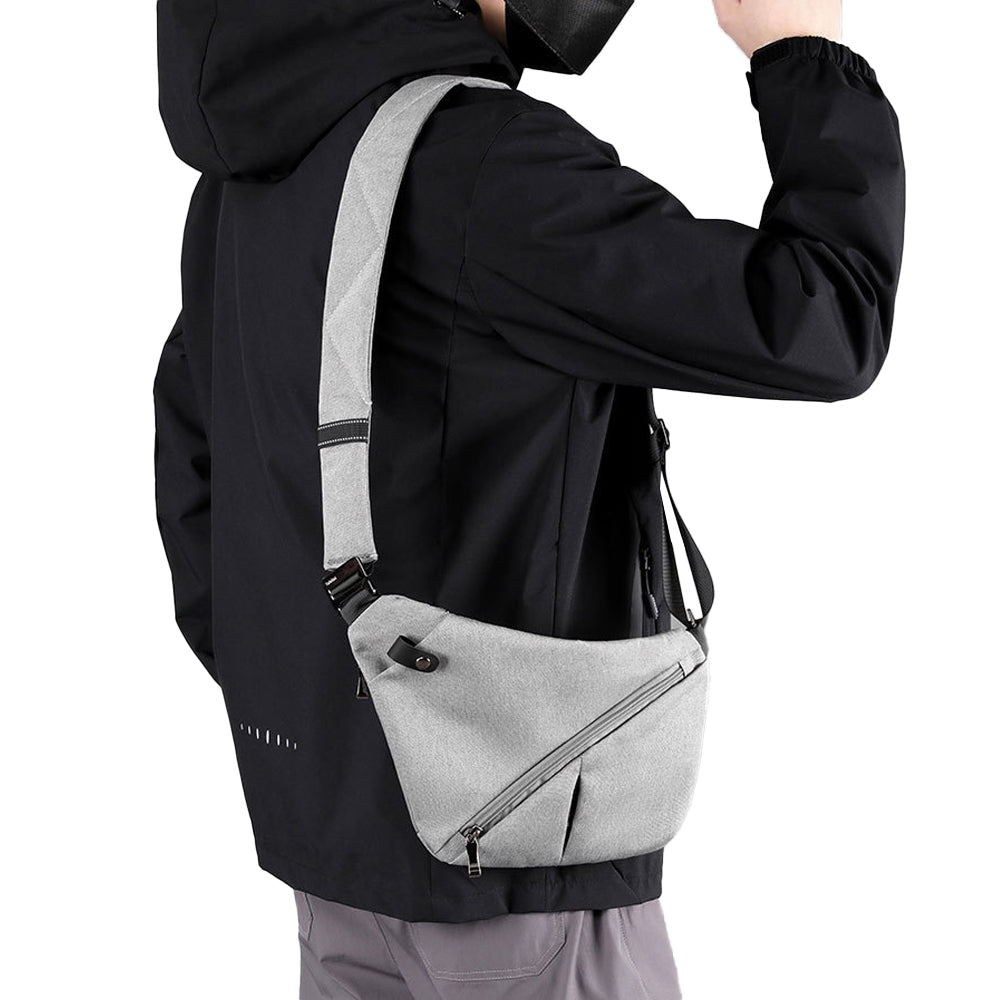 Anti-theft Sling Chest Pack Crossbody Right Shoulder Bag - Grey