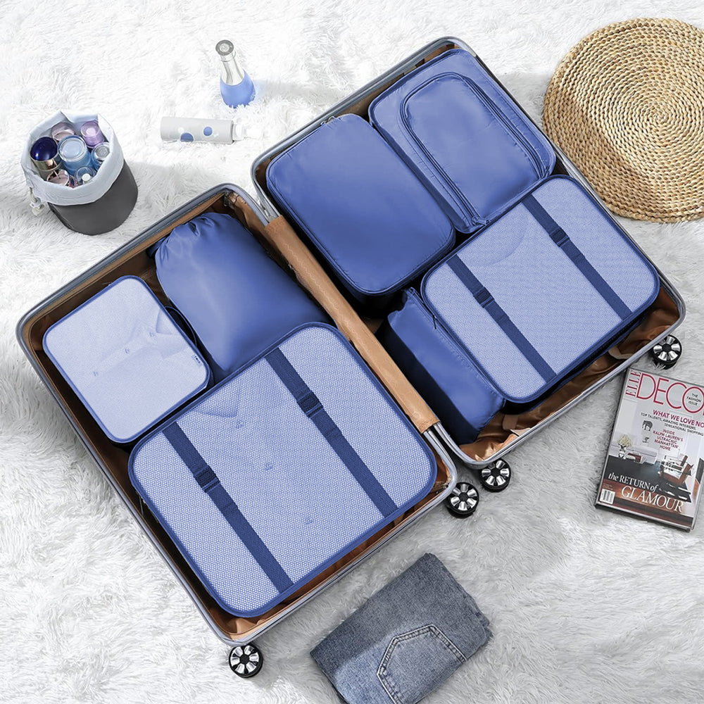 8Pcs Packing Cubes for Travel Lightweight Luggage Organizers - Blue