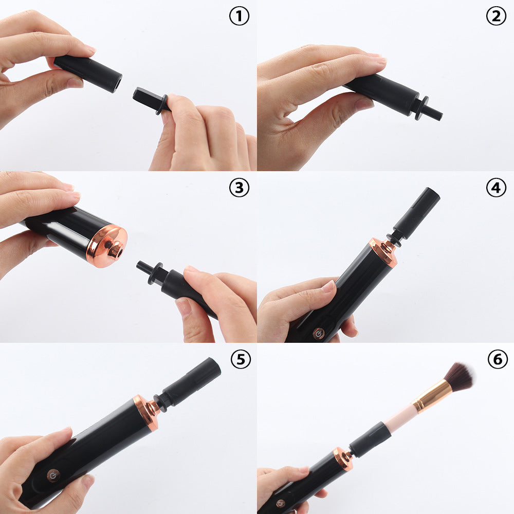 Electric Makeup Brush Cleaner and Dryer Machine with 8 Silicone Collars - Black