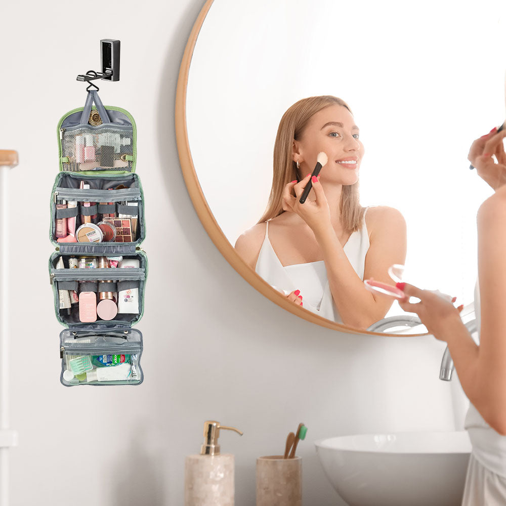 Large Capacity Water-resistant Toiletry Bag Travel Bag with Hanging Hook - Green