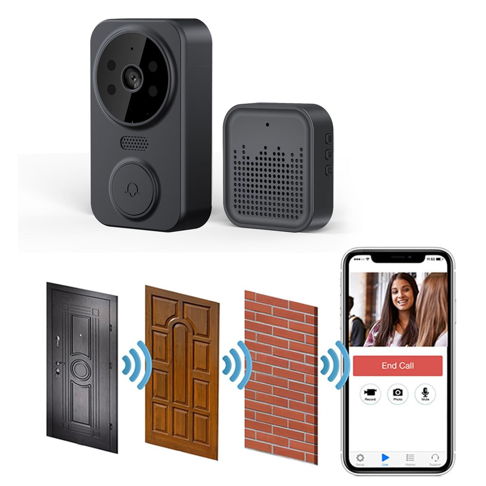 Wireless Smart Video Doorbell Infrared Night 2 Way Voice Doorbell Black