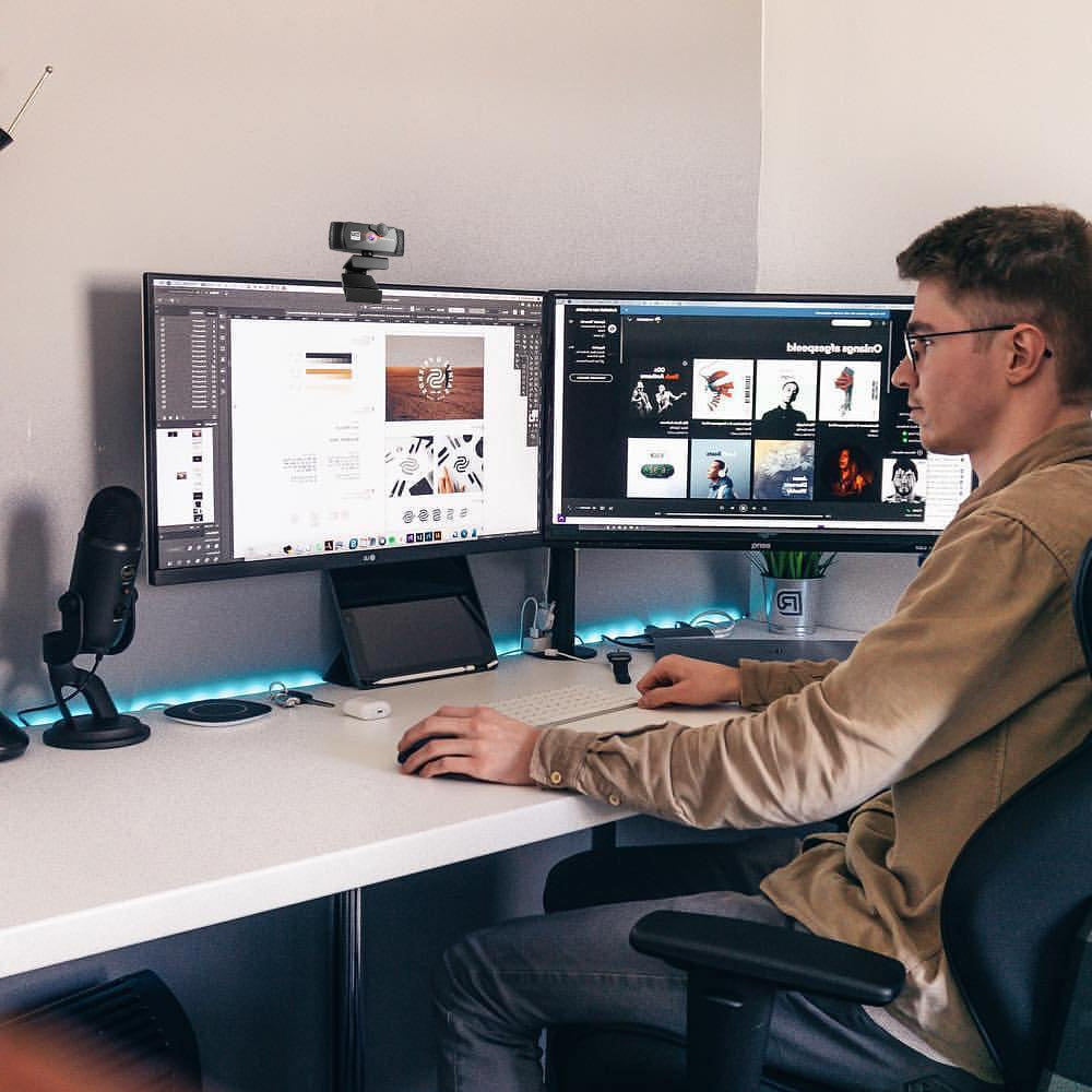 1080P HD Webcam Web Camera with Dual Noise-Cancelling Microphones Tripod Stand