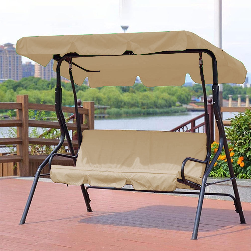 Waterproof Swing Canopy Swing Seat Sun Shade Cover with Seat Cover - Beige