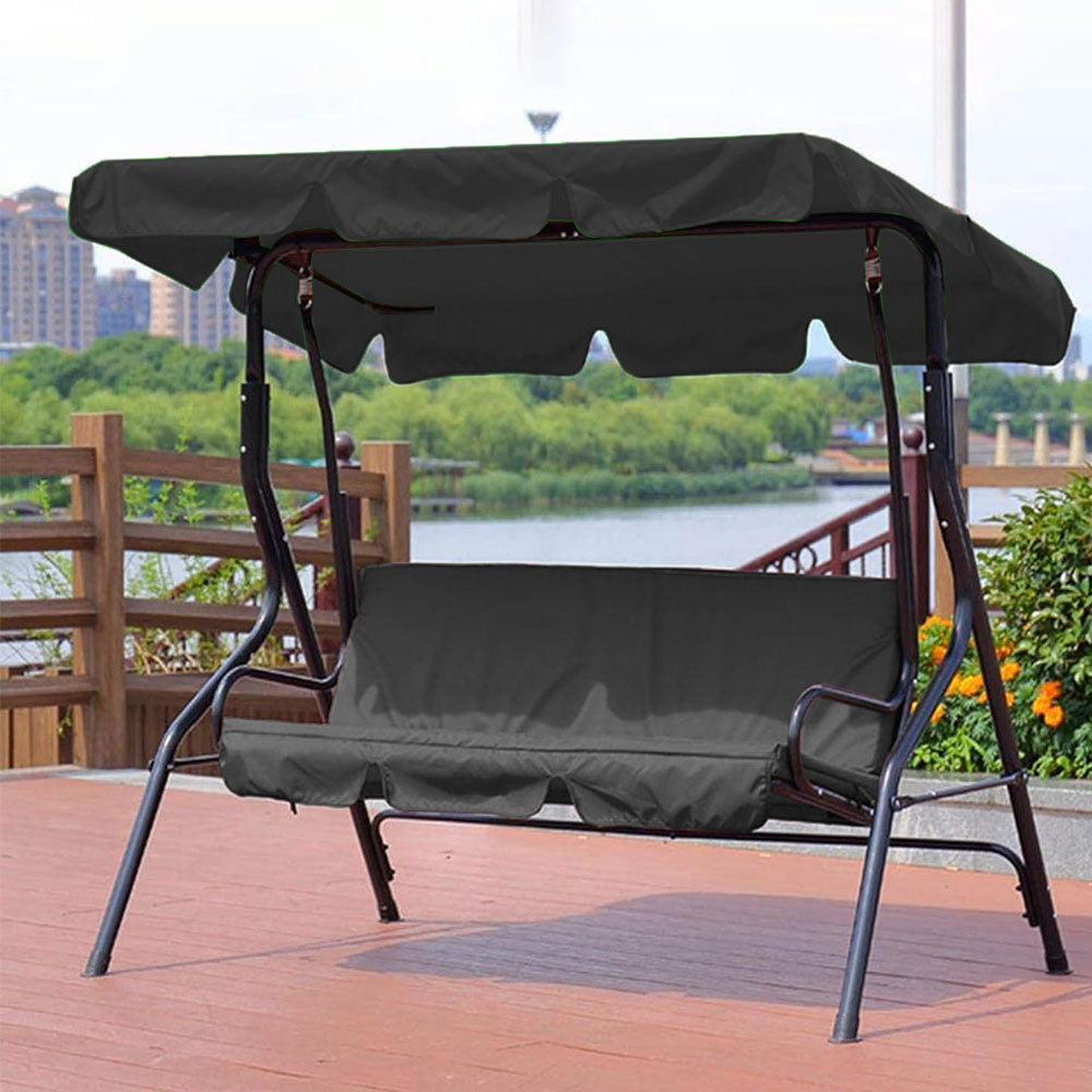 Waterproof Swing Canopy Swing Seat Sun Shade Cover with Seat Cover - Black