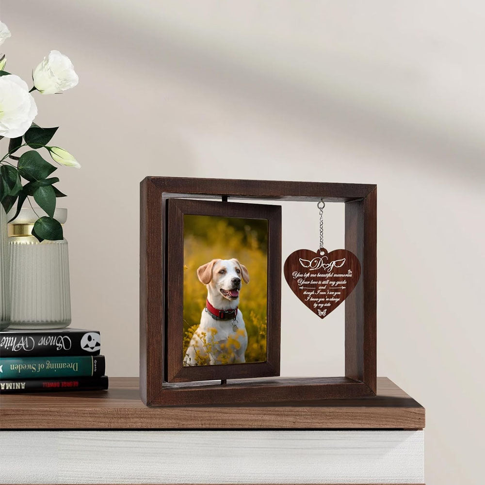 Pet Dogs Cats Rotating Wooden Picture Frame for 4x6 inch Photo