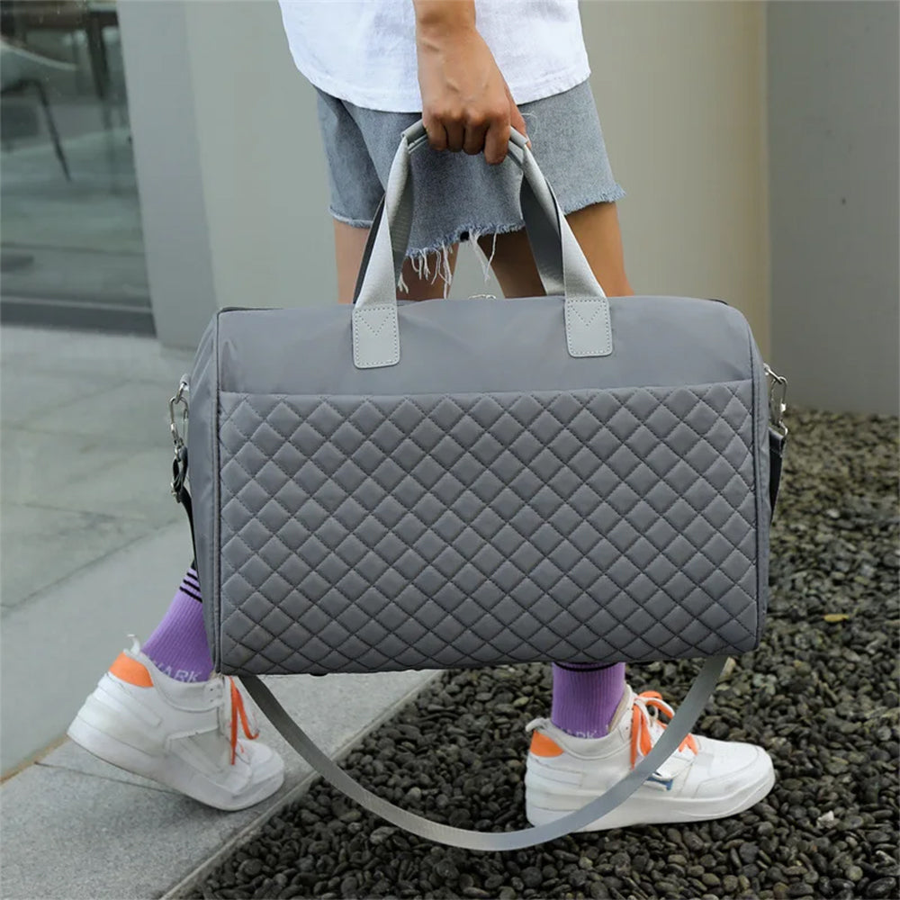 Travel Duffle Bag Carry On Cabin Bag Luggage Bag with Trolley Strap Grey