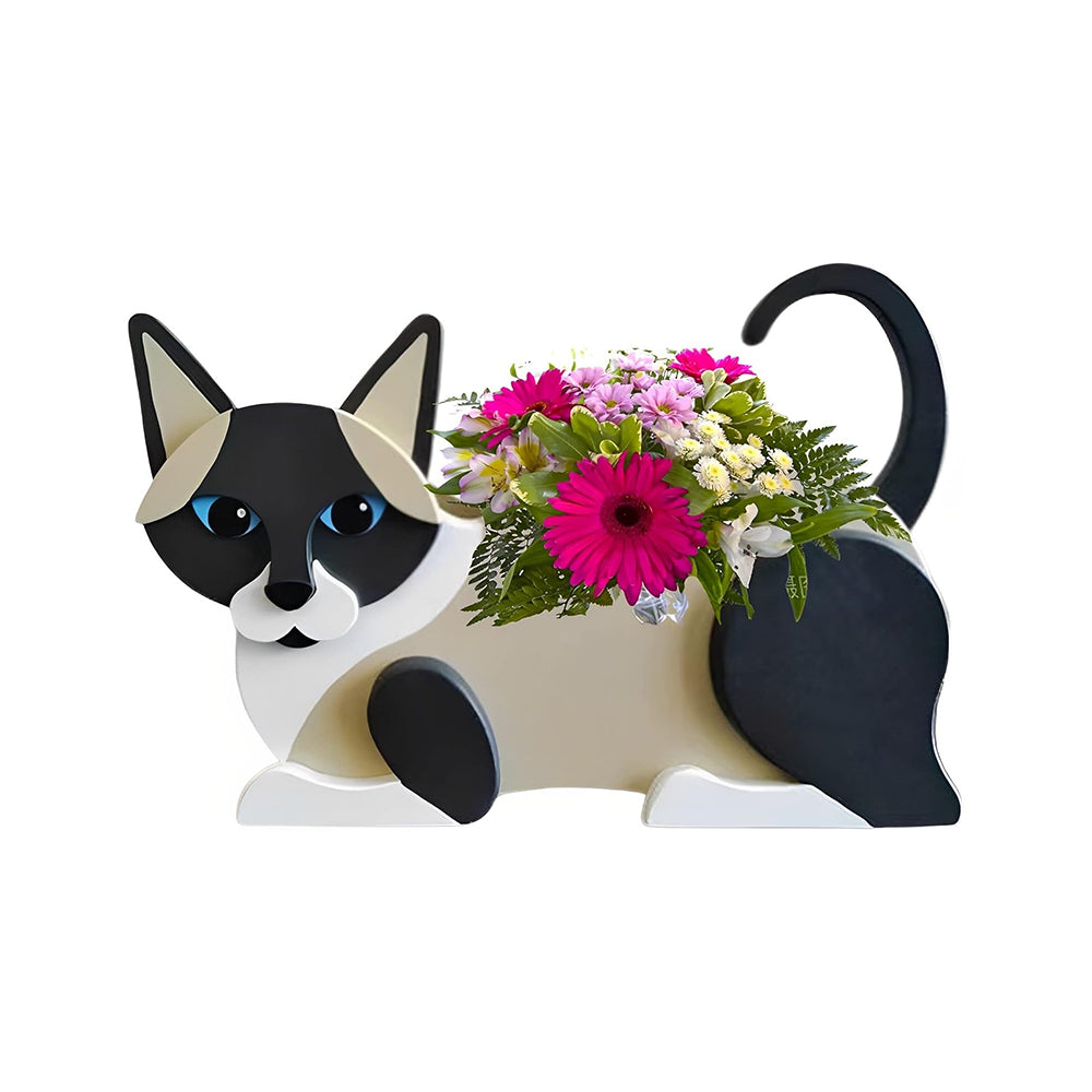 Cat Plant Pot Cute PVC Garden Cat Planter for Indoor Outdoor Plants Multicolor