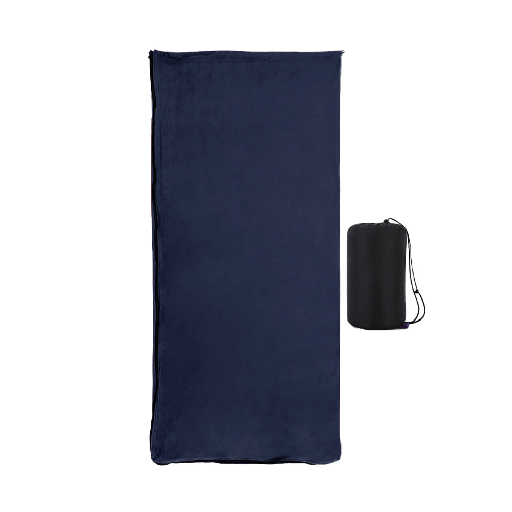 Fleece Sleeping Bag Liner Portable Travel Sleeping Sack Sheet Dark Blue