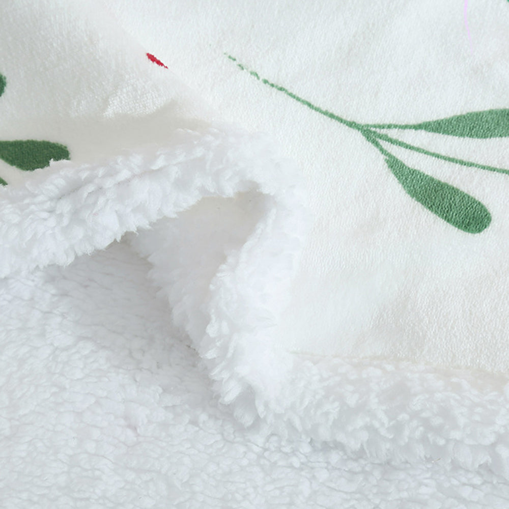 125x145cm Reversible Plush Blanket Flannel Fleece Throw Blanket for Sofa White