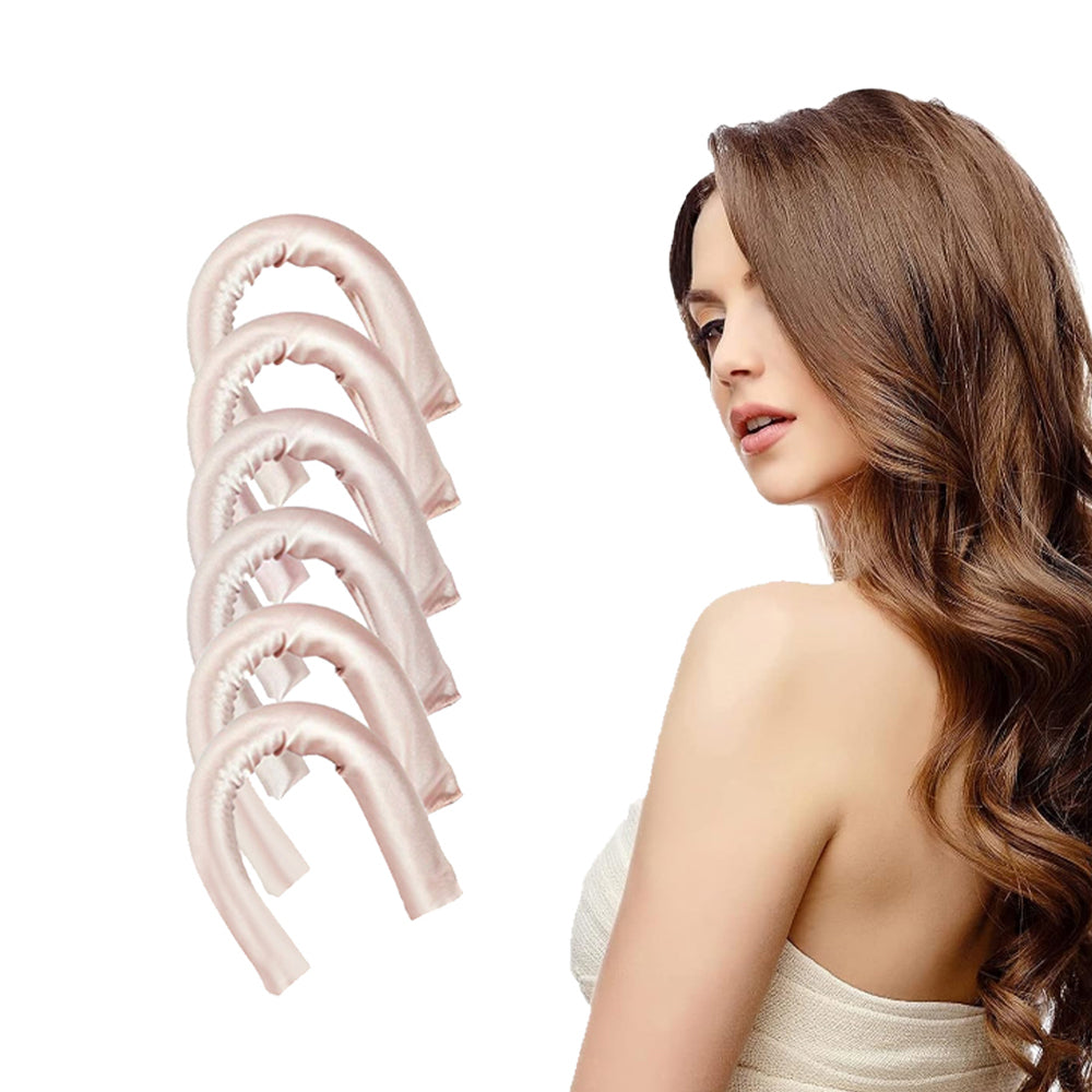 6Pcs Heatless Hair Curler for Long Medium Hair Curls Champagne