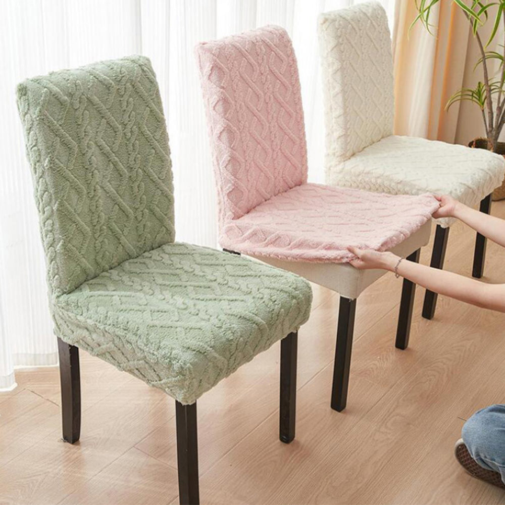 2Pcs Jacquard Chair Cover Universal Fitted Chair Cover Protector Pink