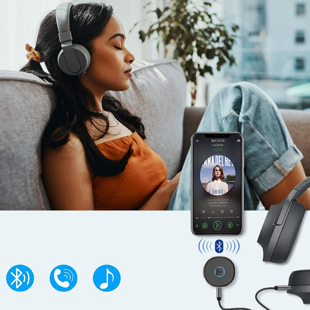 2Pcs Bluetooth 5.0 Wireless Audio Receiver Portable 3.5mm Aux Car Adapter