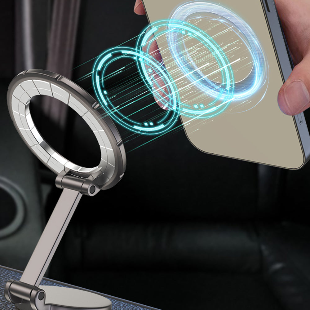 Metal Magnetic Car Phone Holder Folding Magnet Mount Grey