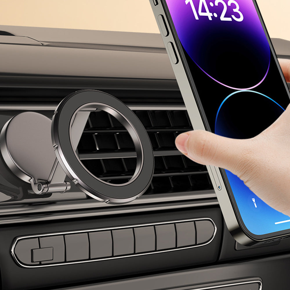 Metal Magnetic Car Phone Holder Folding Magnet Mount Grey