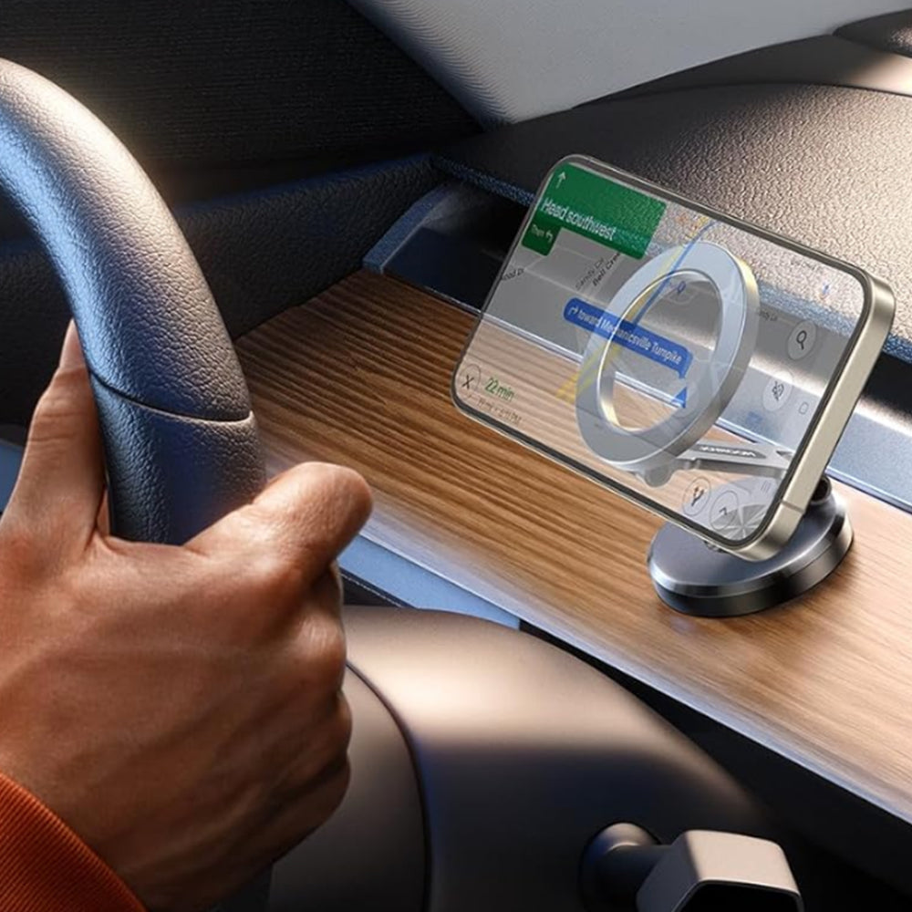 Metal Magnetic Car Phone Holder Folding Magnet Mount Silver