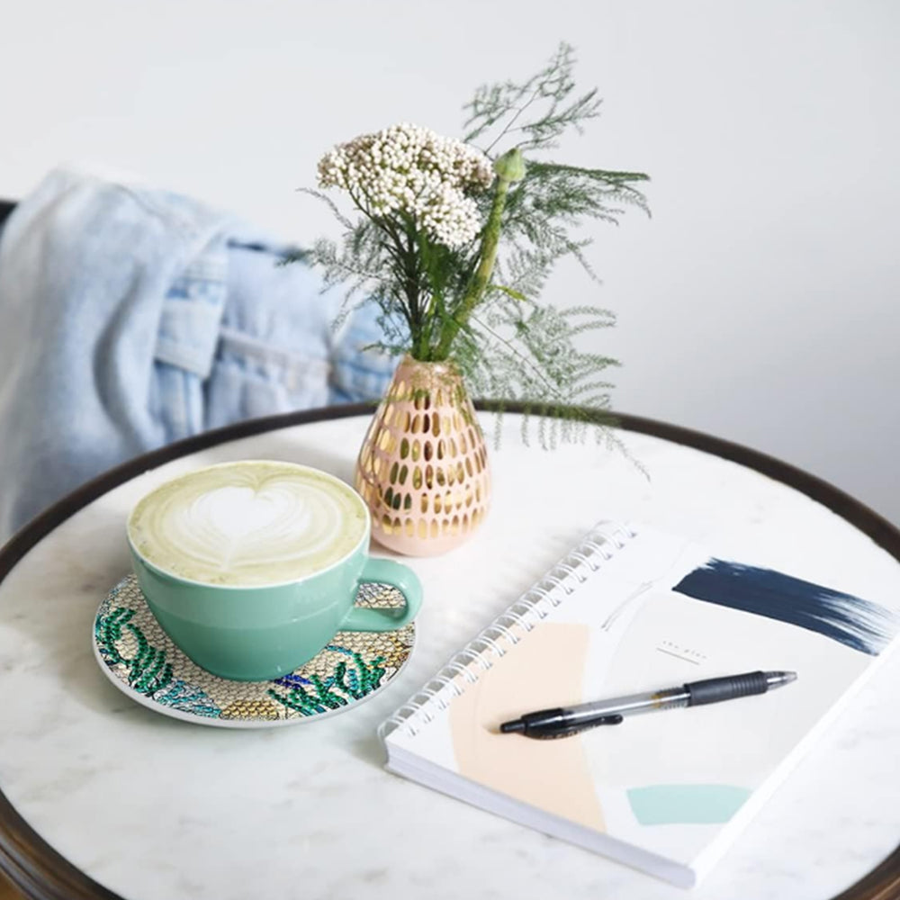 8Pcs Diamond Painting DIY Coasters Cup Mat with Holder Ocean Pattern